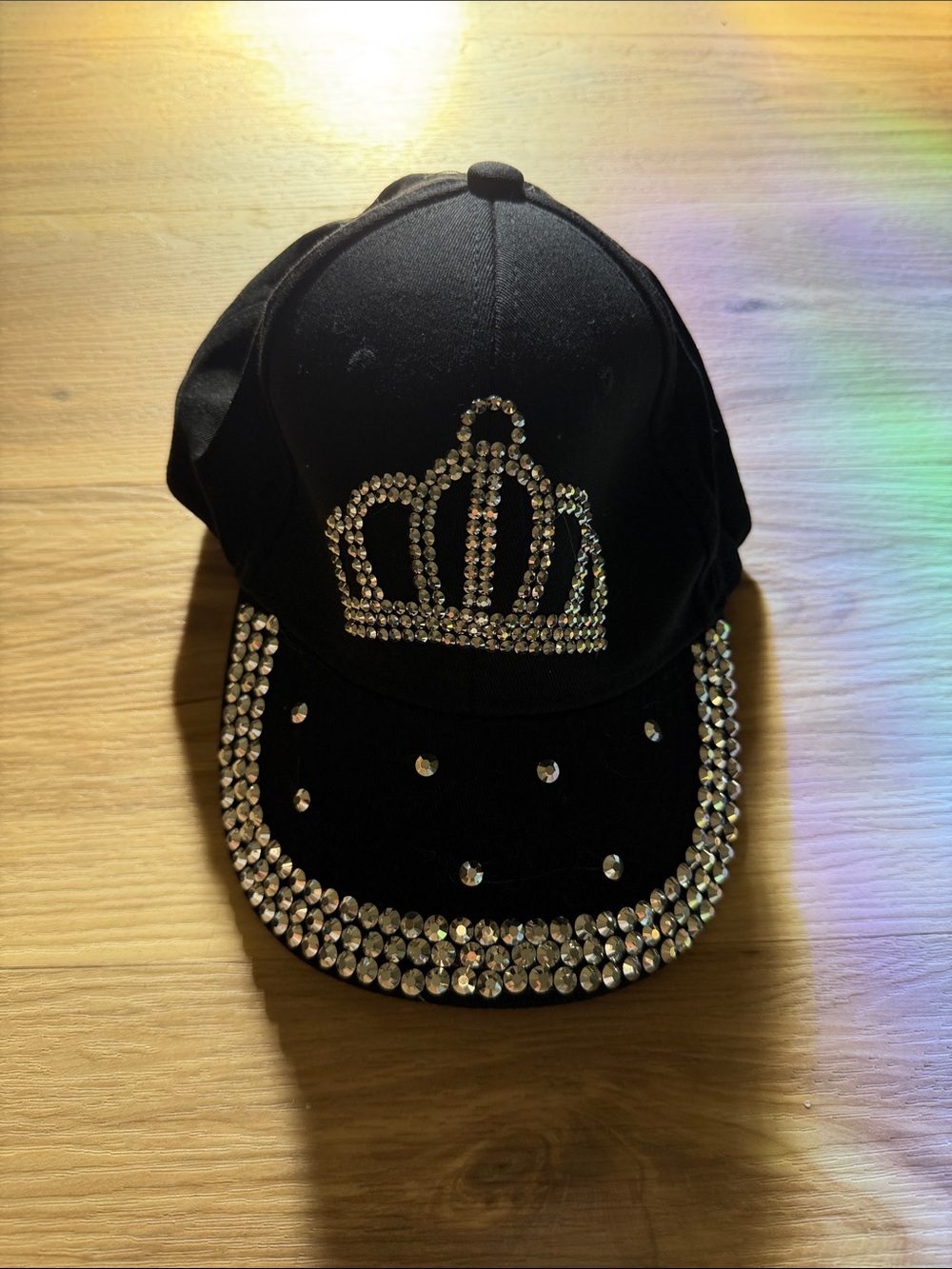 Black Kids Rhinestone Crown Baseball Cap